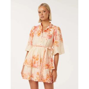 Forever New Women's Isla Printed Tiered Mini Dress in Piper Floral, Size 18 Lyocell/Polyamide/Linen