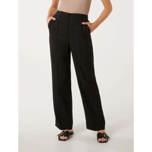 Forever New Women's Robyn Relaxed Straight-Leg Pants in Black, Size 8 Bamboo/Polyester