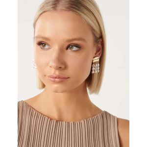 Forever New Women's Signature Zamora Pearl Drop Statement Earrings in Pearl & Gold Recycled Zinc/glass