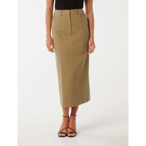 Forever New Women's Pippa Pintuck Skirt in Neutral, Size 8 Lyocell/Cotton