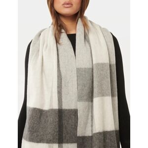 Forever New Women's Bryony Check Premium Wool Scarf in Grey Check 100% Wool