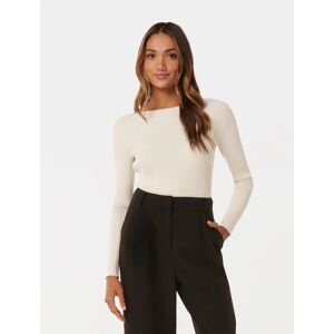 Forever New Women's Evie Petite Long-Sleeve Knit Top in Cream, Size 2X-Small Viscose/Polyamide