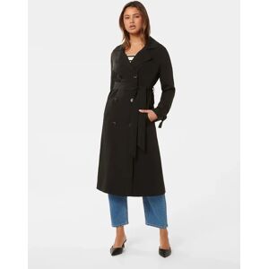 Forever New Women's Natasha Soft Trench Coat in Black, Size 16 Polyester/Elastane