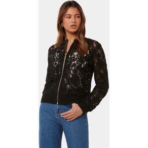 Forever New Women's Riley Lace Bomber Jacket in Black, Size X-Small Polyester/Cotton/Polyamide