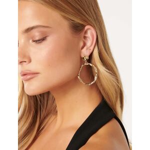 Forever New Women's Signature Tally Texture Hoop Earrings in Gold Recycled Zinc/Iron/Glass