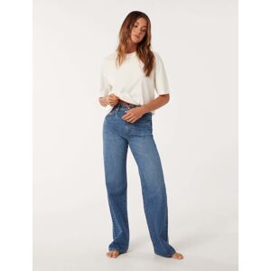 Forever New Women's Sky Straight-Leg Jeans in Mid Wash, Size 16 100% Cotton