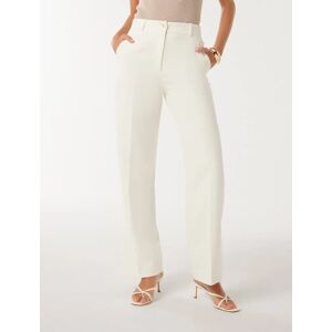 Forever New Women's Dominique Straight-Leg Pants in Porcelain, Size 8 Polyester/Viscose/Elastane