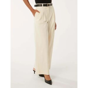 Forever New Women's Edweena Petite Belted Wide-Leg Pants in Coconut Marle, Size 8 Polyester/Viscose/Elastane