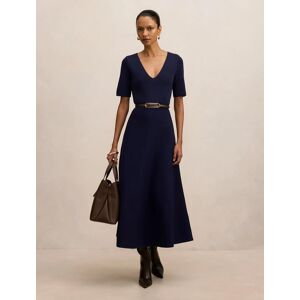 Forever New Women's Celia Petite Short Sleeve Midi Dress in Navy, Size 4 Viscose/Polyamide/Viscose Forever New Women's Celia Petite Short Sleeve Midi Dress in Navy, Size 4 Viscose/Polyamide/Viscose