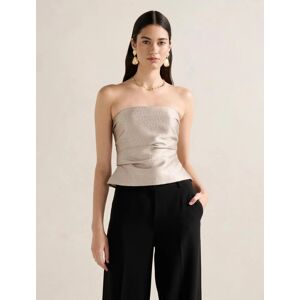 Forever New Women's Kamila Tucked Strapless Bandeau Top in Gold, Size 6 Polyester/Polyamide/Polyester Forever New Women's Kamila Tucked Strapless Bandeau Top in Gold, Size 6 Polyester/Polyamide/Polyester