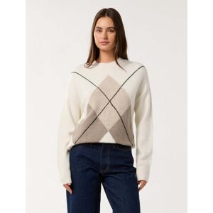 Forever New Women's Emma Argyle Knit Jumper in Neutral, Size Medium Acrylic/Polyamide/Wool Forever New Women's Emma Argyle Knit Jumper in Neutral, Size Medium Acrylic/Polyamide/Wool