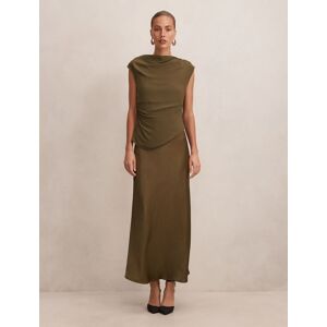 Forever New Women's Aurora 2-in-1 Slip Midi Dress in Dark Olive, Size 12 Main/Viscose Forever New Women's Aurora 2-in-1 Slip Midi Dress in Dark Olive, Size 12 Main/Viscose