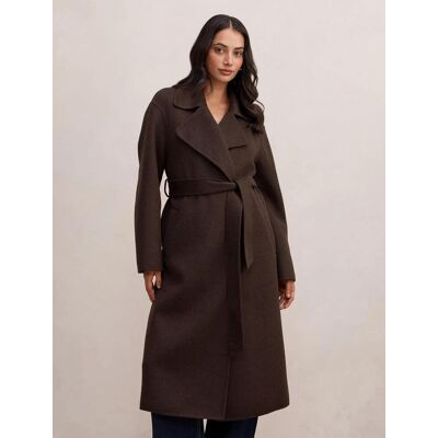 Forever New Women's Rebecca Relaxed Felled Coat in Chocolate, Size 14 Wool/Polyester/Acrylic Forever New Women's Rebecca Relaxed Felled Coat in Chocolate, Size 14 Wool/Polyester/Acrylic
