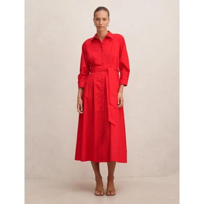 Forever New Women's Sally Cotton Shirt Midi Dress in Red, Size 8 Cotton/Viscose Forever New Women's Sally Cotton Shirt Midi Dress in Red, Size 8 Cotton/Viscose