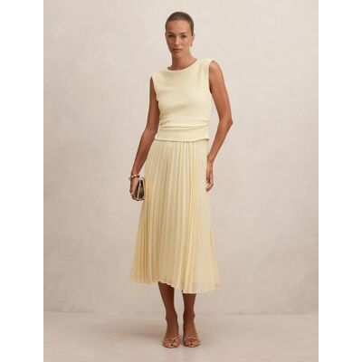 Forever New Women's Emilia 2-in-1 Pleated Midi Dress in Lemon, Size 10 Polyester Forever New Women's Emilia 2-in-1 Pleated Midi Dress in Lemon, Size 10 Polyester