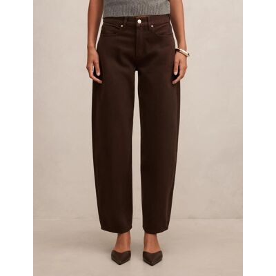 Forever New Women's Emma Mid Rise Barrel Jean in Chocolate, Size 12 100% Cotton Forever New Women's Emma Mid Rise Barrel Jean in Chocolate, Size 12 100% Cotton