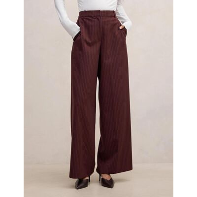 Forever New Women's Paloma Petite Wide Leg Pant in Berry Pinstripe Suit, Size 12 Recycled Polyester/Viscose Forever New Women's Paloma Petite Wide Leg Pant in Berry Pinstripe Suit, Size 12 Recycled Polyester/Viscose