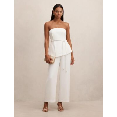 Forever New Women's Kehlani Strapless Jumpsuit in Porcelain, Size 14 Polyester/Viscose Forever New Women's Kehlani Strapless Jumpsuit in Porcelain, Size 14 Polyester/Viscose