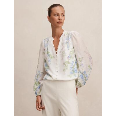 Forever New Women's Dove Placement Print Blouse in Wisteria Floral, Size 12 Lyocell/Polyamide/Linen Forever New Women's Dove Placement Print Blouse in Wisteria Floral, Size 12 Lyocell/Polyamide/Linen