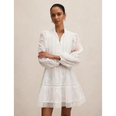 Forever New Women's Thalia Petite Embroidered Mini Dress in Porcelain, Size 12 Recycled Polyester Forever New Women's Thalia Petite Embroidered Mini Dress in Porcelain, Size 12 Recycled Polyester