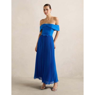 Forever New Women's Louise Off-Shoulder Pleat Midi Dress in Cobalt/Blue, Size 8 Polyester/Elastane Bodice/Polyester Forever New Women's Louise Off-Shoulder Pleat Midi Dress in Cobalt/Blue, Size 8 Polyester/Elastane Bodice/Polyester