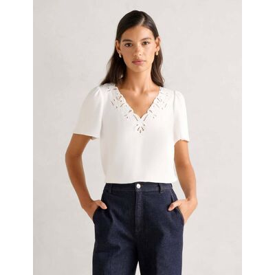 Forever New Women's Luna Embroidery Detail Blouse in Porcelain, Size 16 Polyester/Viscose Forever New Women's Luna Embroidery Detail Blouse in Porcelain, Size 16 Polyester/Viscose