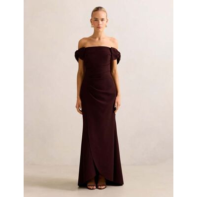 Forever New Women's Kalee Bow Wrap Skirt Dress in Deep Plum, Size 10 Polyester/Elastane/Polyester Forever New Women's Kalee Bow Wrap Skirt Dress in Deep Plum, Size 10 Polyester/Elastane/Polyester