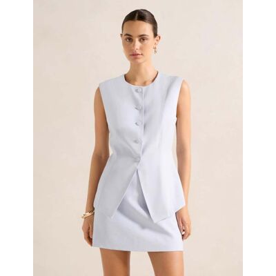 Forever New Women's Kimberly Extended Shoulder Waistcoat Top in Sky Blue Co-ord, Size 16 Viscose/Polyester Viscose Forever New Women's Kimberly Extended Shoulder Waistcoat Top in Sky Blue Co-ord, Size 16 Viscose/Polyester Viscose