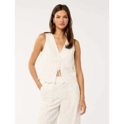 Forever New Women's Colette Broderie Top in Porcelain Co-Ord, Size 16 Cotton/Viscose Forever New Women's Colette Broderie Top in Porcelain Co-Ord, Size 16 Cotton/Viscose