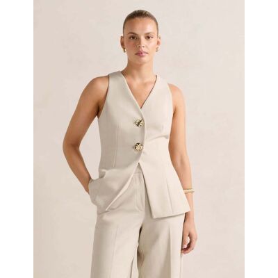 Forever New Women's Lulu Long Waistcoat in Milk Marle Suit, Size 12 Polyester/Viscose/Elastane Forever New Women's Lulu Long Waistcoat in Milk Marle Suit, Size 12 Polyester/Viscose/Elastane