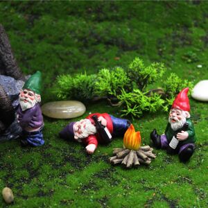 ArmadaDeals 4 Pcs Resin Mini Fairy Tale Garden Drunk Dwarf Ornaments