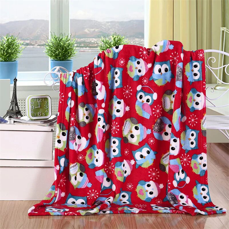 ArmadaDeals Warm Cozy Christmas Printed Fleece Blanket for Winter Bedding and Sofa, Owl / 70*100cm