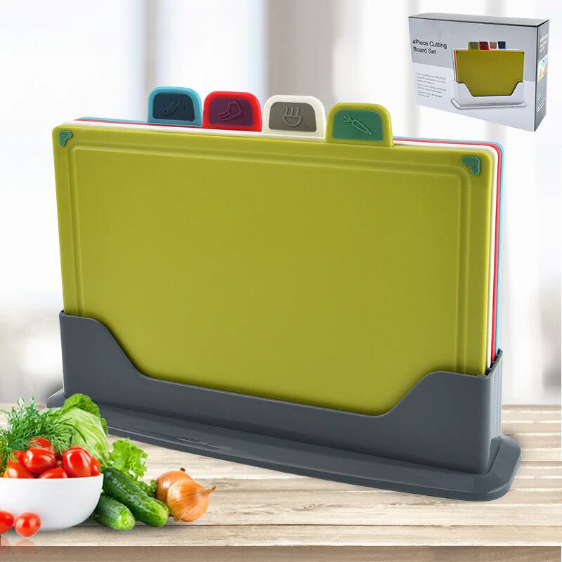 ArmadaDeals Kitchen 4PCS Plastic Cutting Board Set Classification Chopping Boards for Vegetables Meat