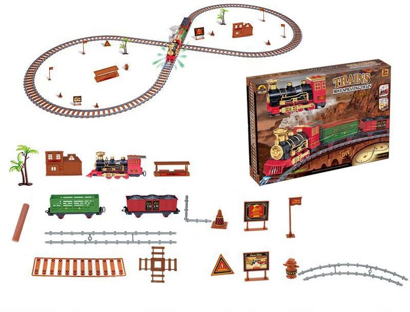 ArmadaDeals Christmas Kids Electric Spray Train Rail Toy Sets, 251 Pieces