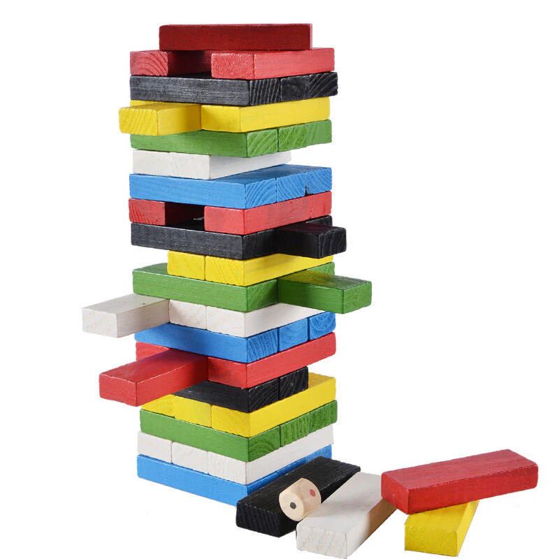 ArmadaDeals 48/54pcs Wooden Building Blocks Kids Stacking Game Educational Toys Set, Multicolor / Small 48 PCS