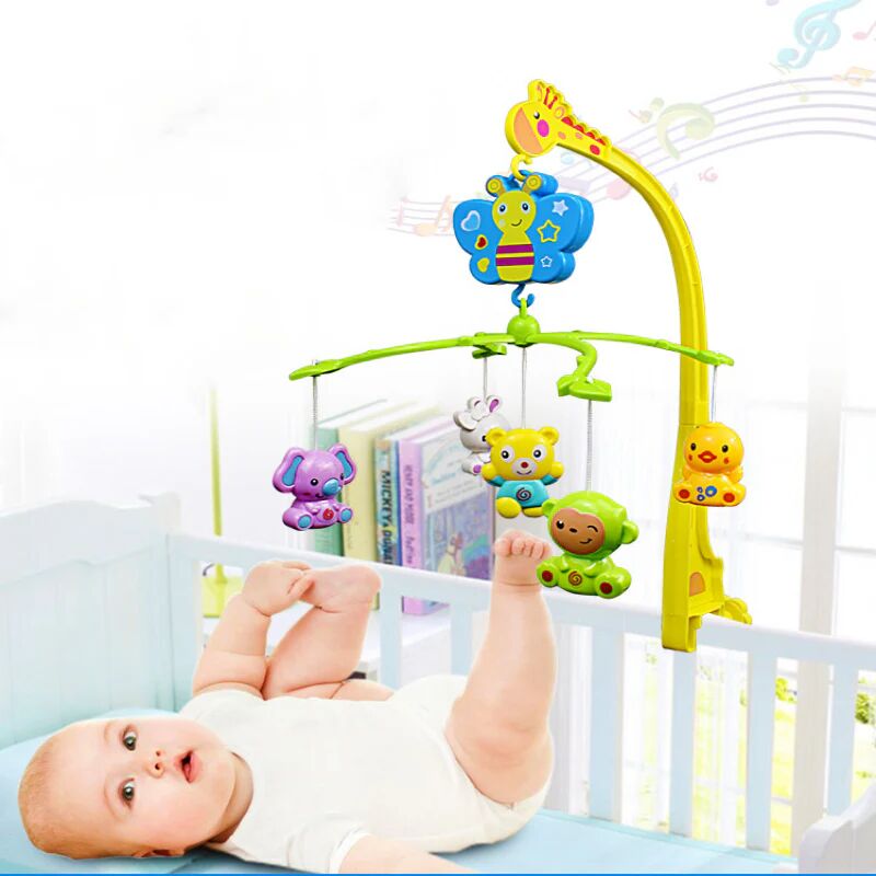 ArmadaDeals Cartoon Animal Bedbell Rotating with Music Baby Bedside Soothing Rattle Toy