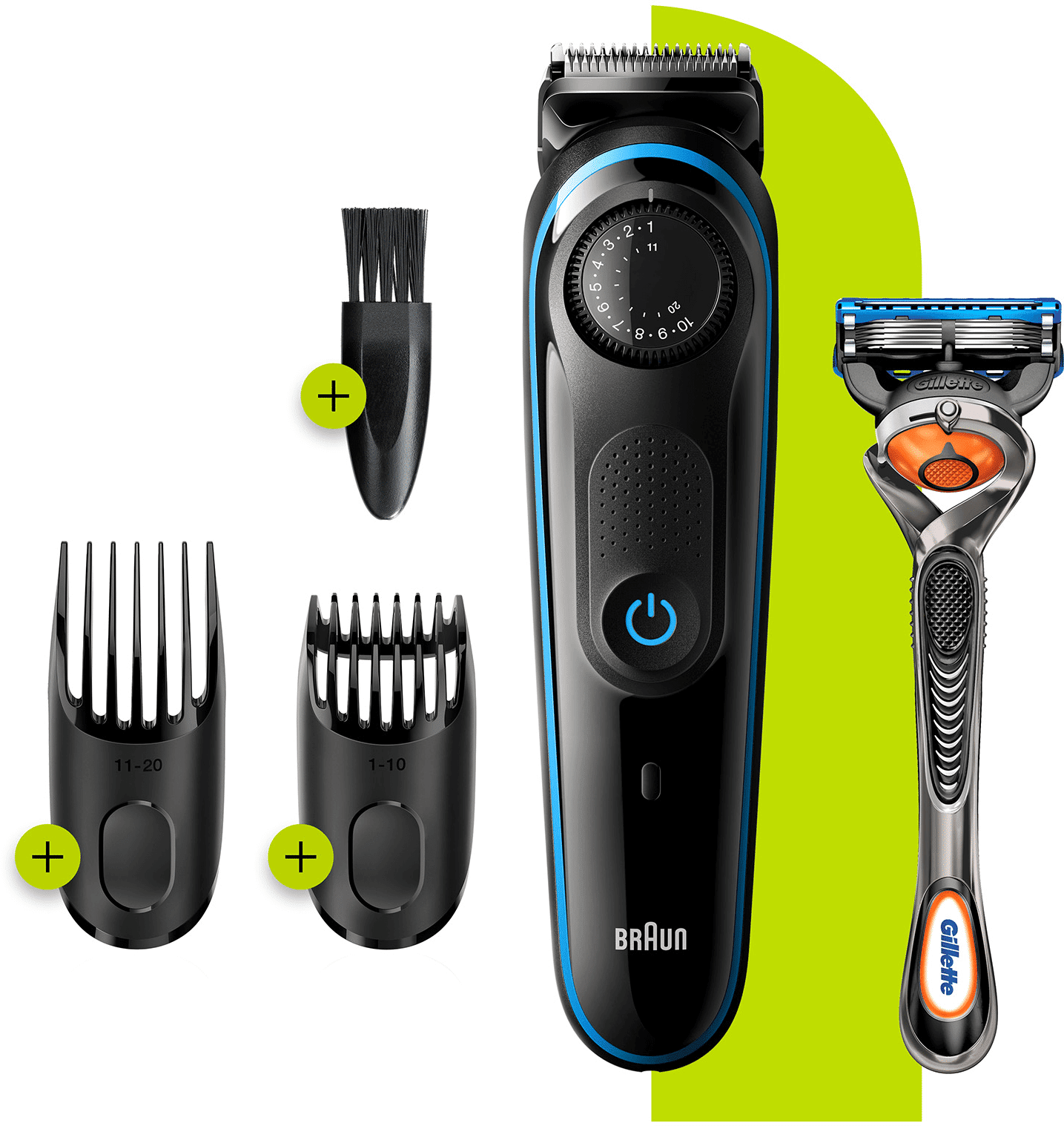 Braun Beard Trimmer 3 - 2 Attachments - Beard & Head Combs, plus Gillette Razor