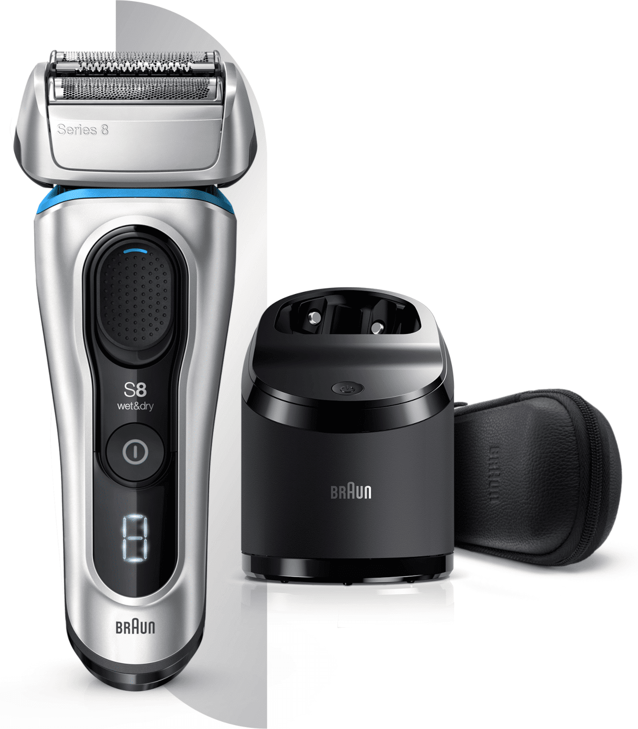 Braun Series 8 Electric Shaver - SmartCare Centre + Leather Case