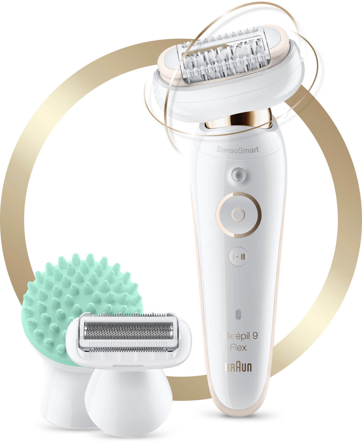 Braun Silk-épil 9 Flex - Epilator with Flexible Head - Shaver Head + Body Massage Pad