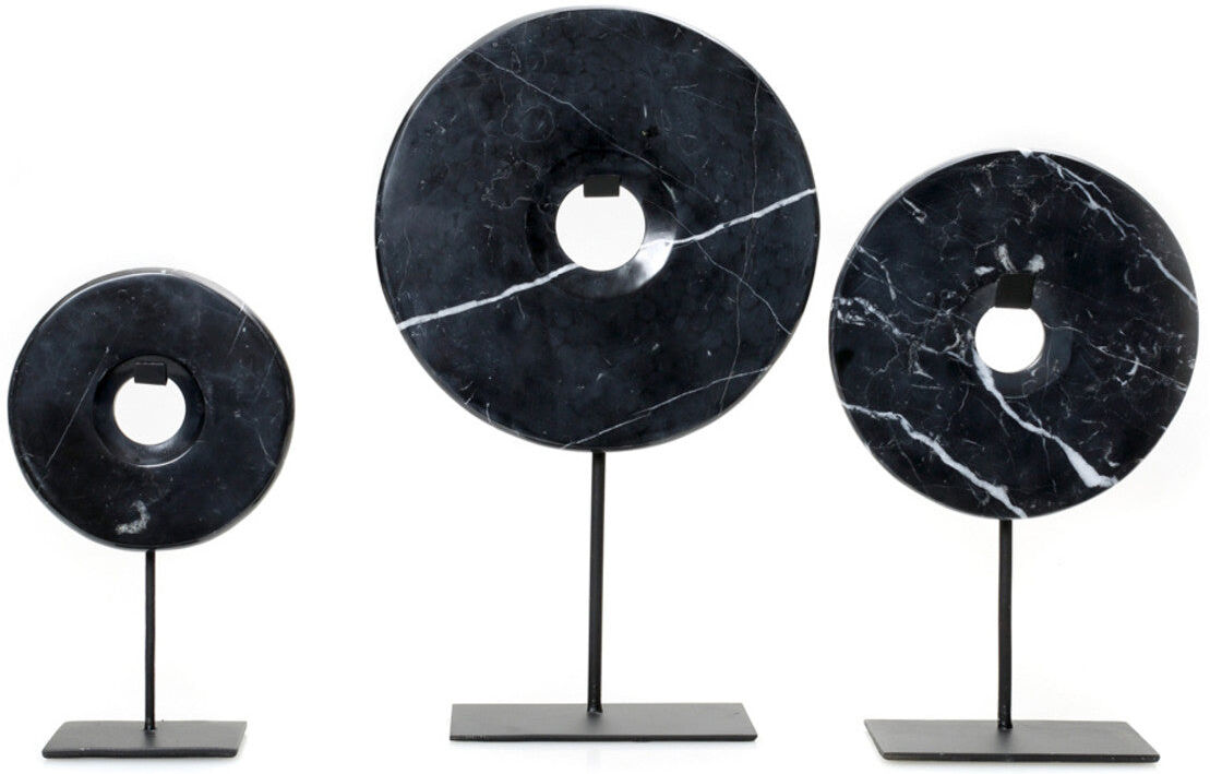 BazarBizar Marble Disc on Stand - Set of 3 - Black BazarBizar Marble Disc on Stand - Set of 3 - Black