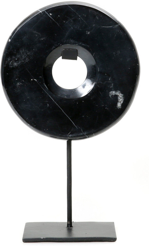 BazarBizar Black Marble Disc on Stand - Medium - Medium