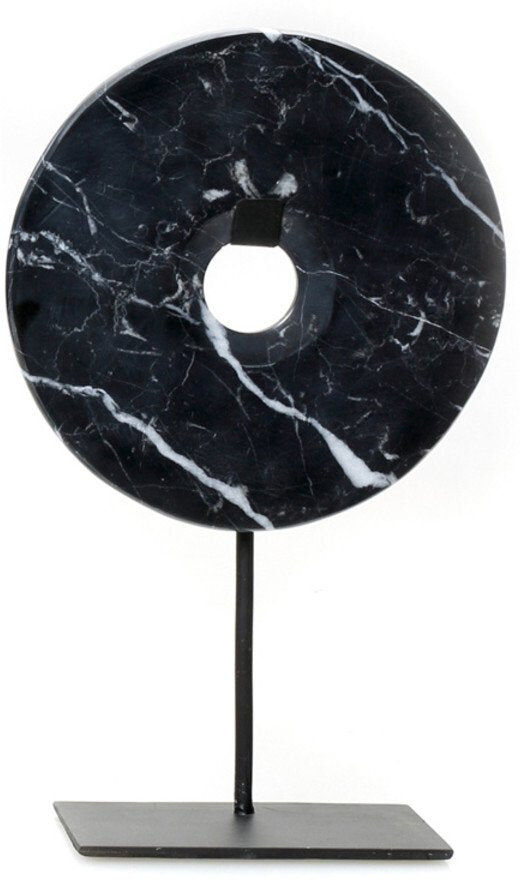 BazarBizar Black Marble Disc on Stand - Large - Medium BazarBizar Black Marble Disc on Stand - Large - Medium