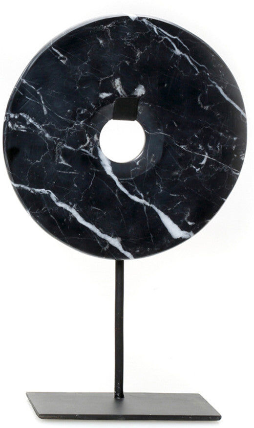 BazarBizar Black Marble Disc on Stand - Small - Medium BazarBizar Black Marble Disc on Stand - Small - Medium