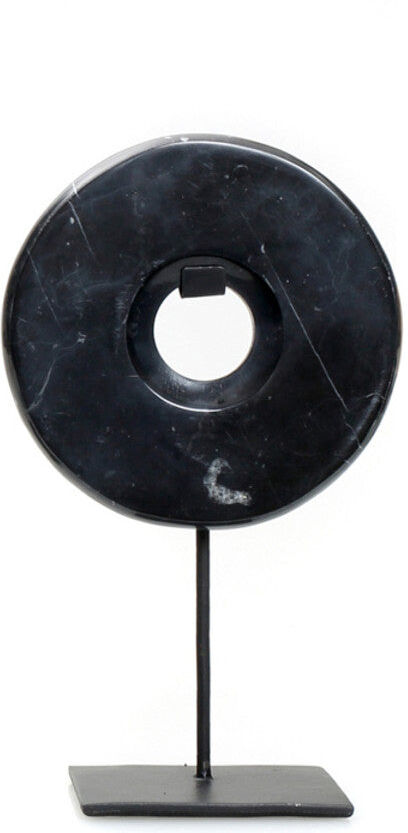BazarBizar Black Marble Disc on Stand - Small - Small BazarBizar Black Marble Disc on Stand - Small - Small