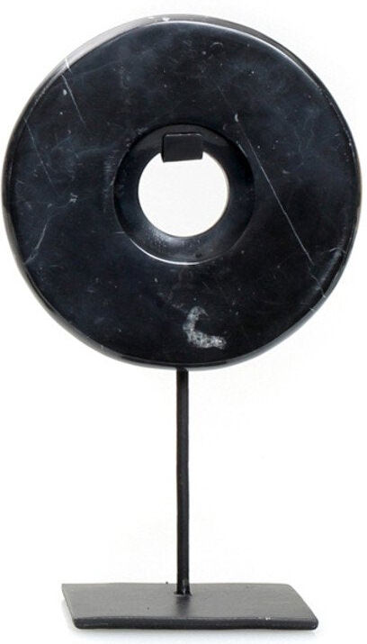 BazarBizar Black Marble Disc on Stand - Medium - Small BazarBizar Black Marble Disc on Stand - Medium - Small