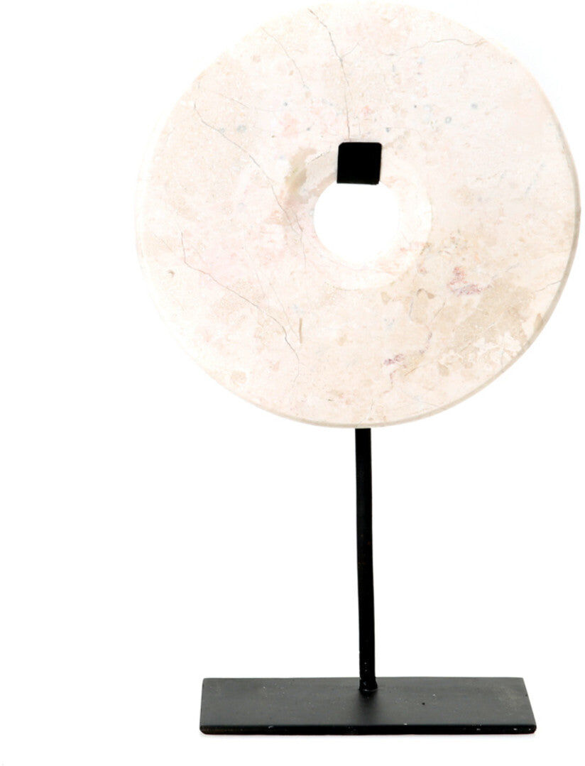 BazarBizar White Marble Disc on Stand - Large - Large BazarBizar White Marble Disc on Stand - Large - Large