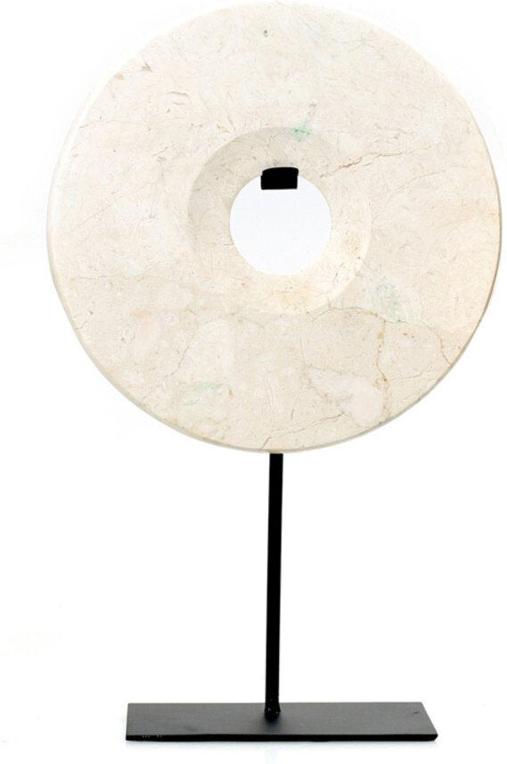 BazarBizar White Marble Disc on Stand - Large - Medium BazarBizar White Marble Disc on Stand - Large - Medium