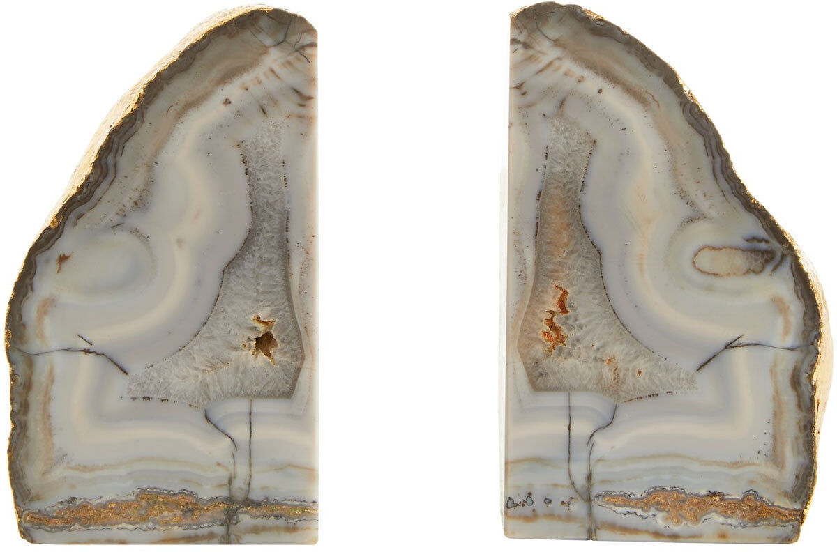 HoF Living Agate Grey & Gold Bookends - Grey & Gold HoF Living Agate Grey & Gold Bookends - Grey & Gold