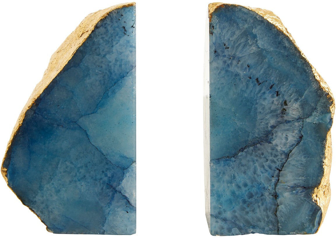 HoF Living Agate Pink & Gold Bookends - Blue & Gold HoF Living Agate Pink & Gold Bookends - Blue & Gold