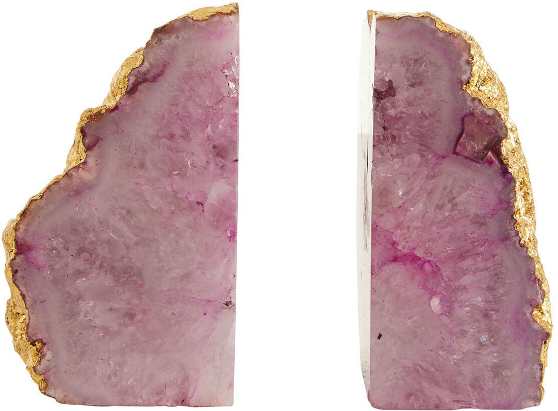 HoF Living Agate Grey & Gold Bookends - Pink & Gold HoF Living Agate Grey & Gold Bookends - Pink & Gold